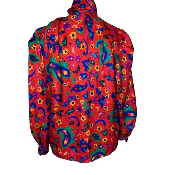 Vintage La Chine Classic Multicolor Blouse Size 6 - Picture 5 of 8